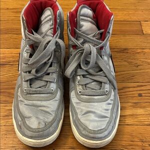 Nike Gray and Red High-Top Sneakers